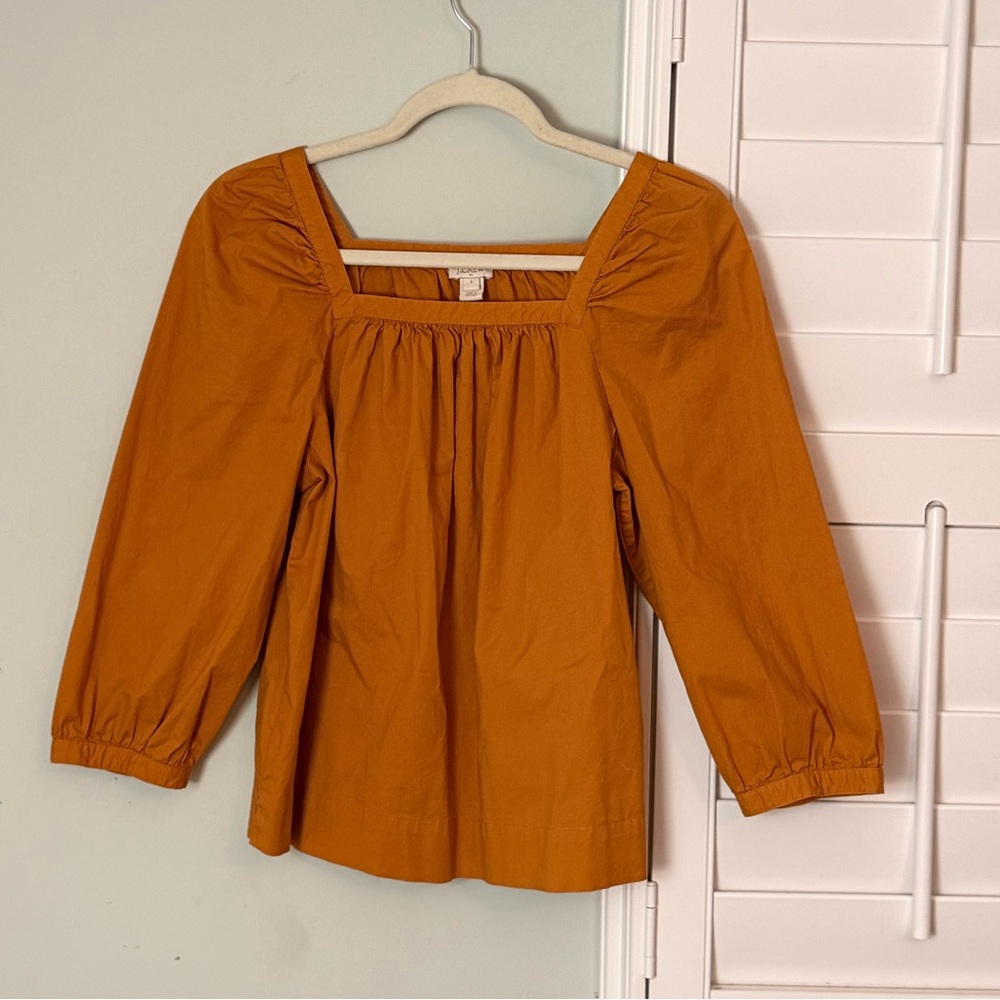 J.Crew Square Neck Peasant Blouse Small Mustard